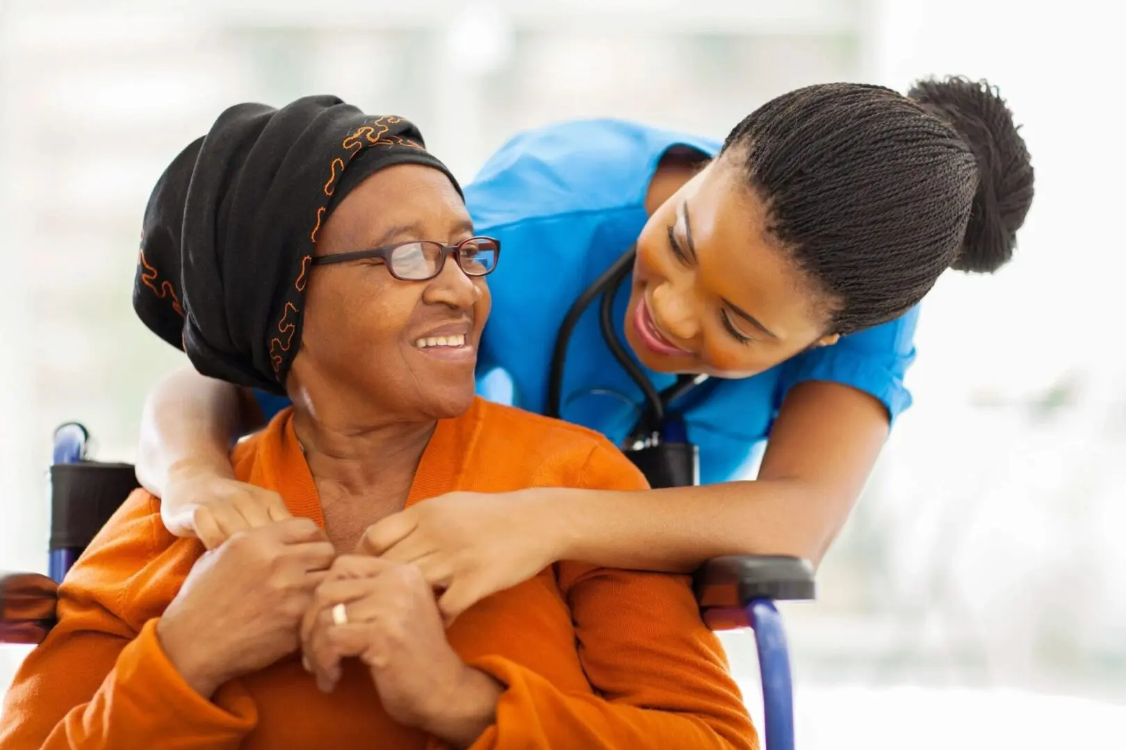 Medical nurse comforting patient